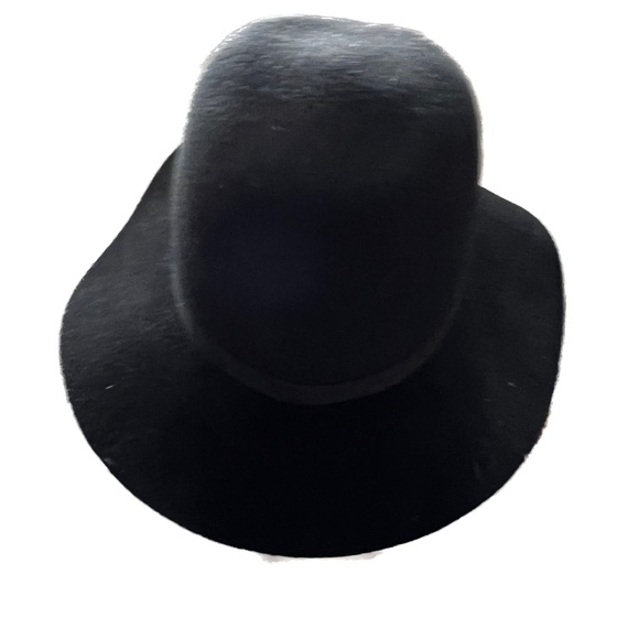 Auxiliary Wide Brim Felt Hat Floppy Black Ribbon Trim Size S/M 100% Wool - Picture 4 of 7
